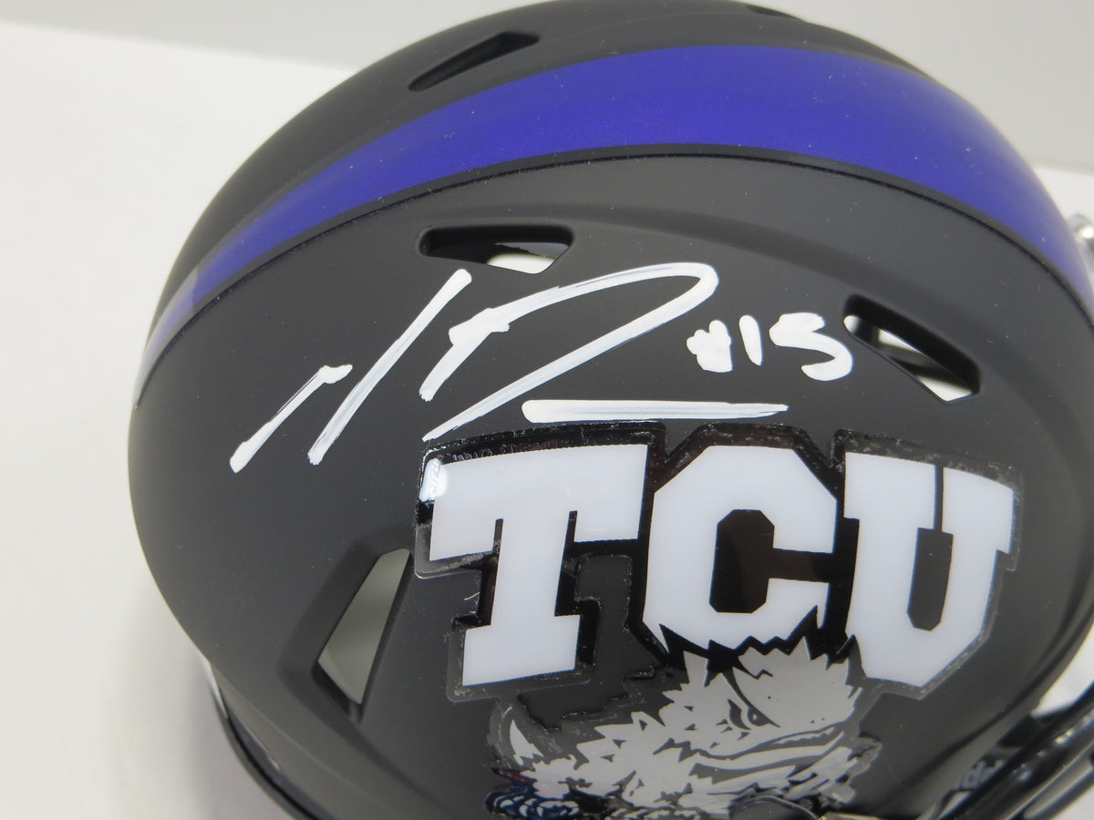 MAX DUGGAN TCU HORNED FROGS SIGNED Black MINI HELMET BAS