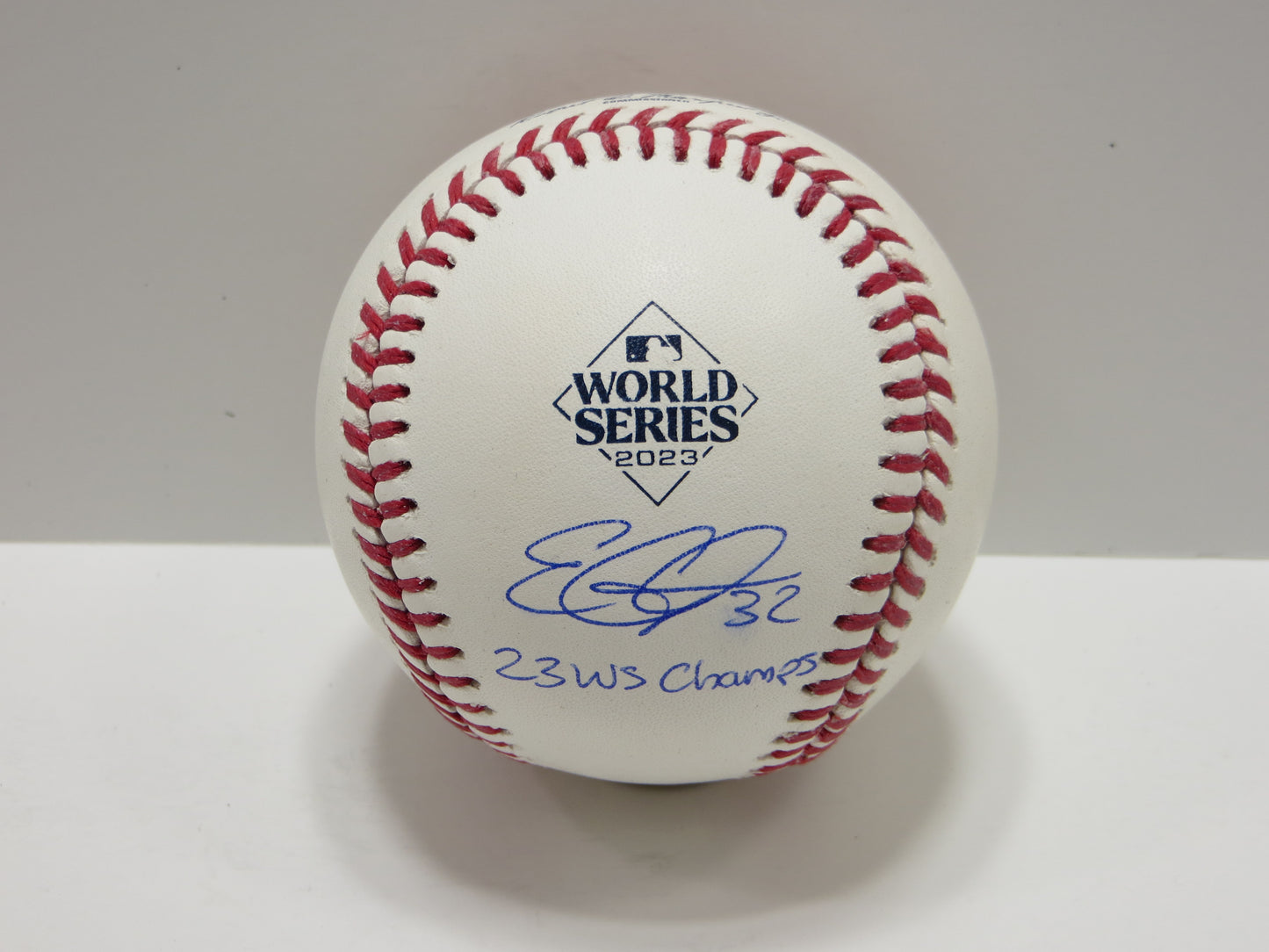 EVAN CARTER TEXAS RANGERS SIGNED 2023 World Series BASEBALL w/Champs BAS