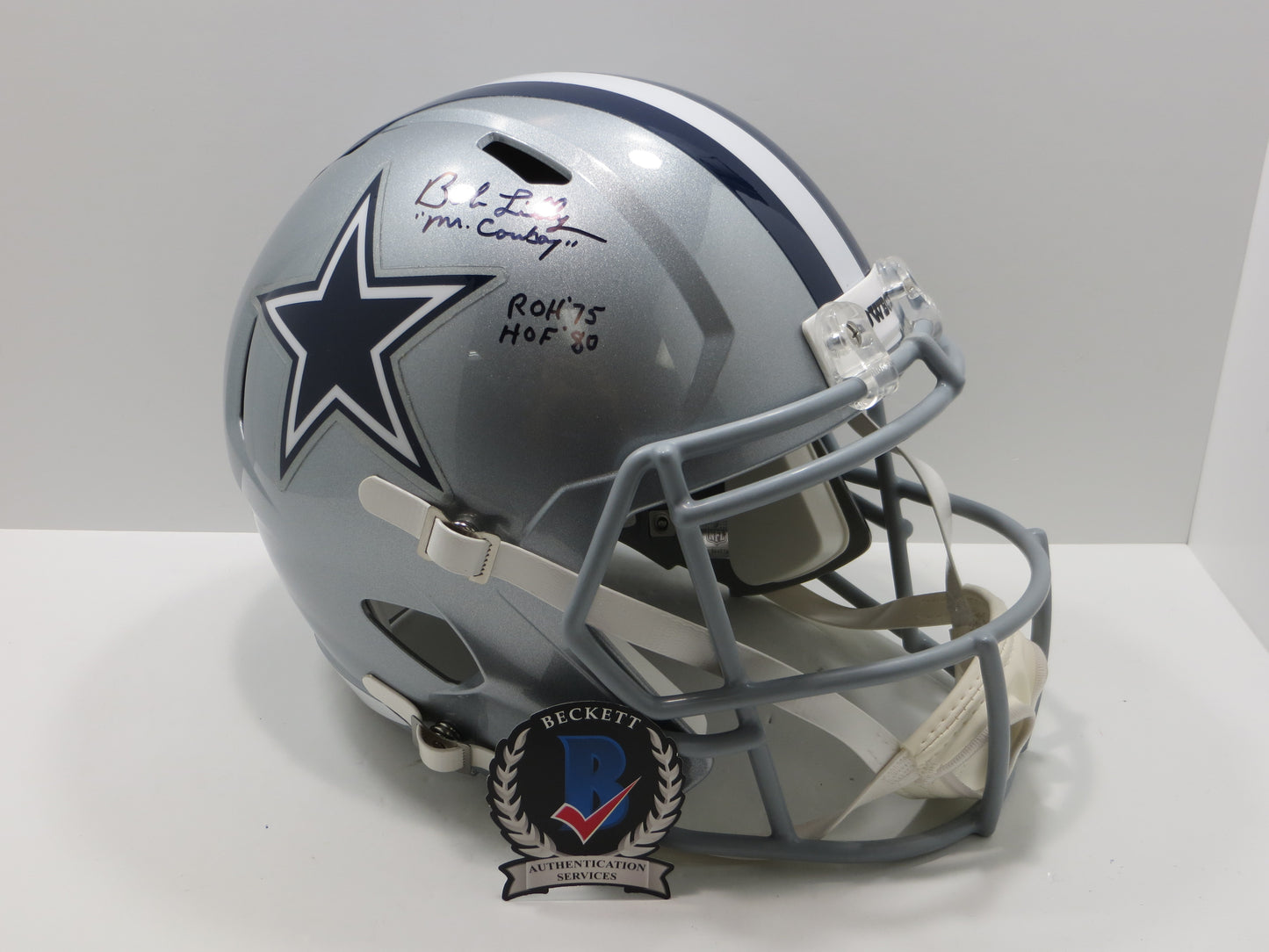 BOB LILLY SIGNED DALLAS COWBOYS RIDDELL FULL SIZE HELMET w/3 INSCs BAS COA