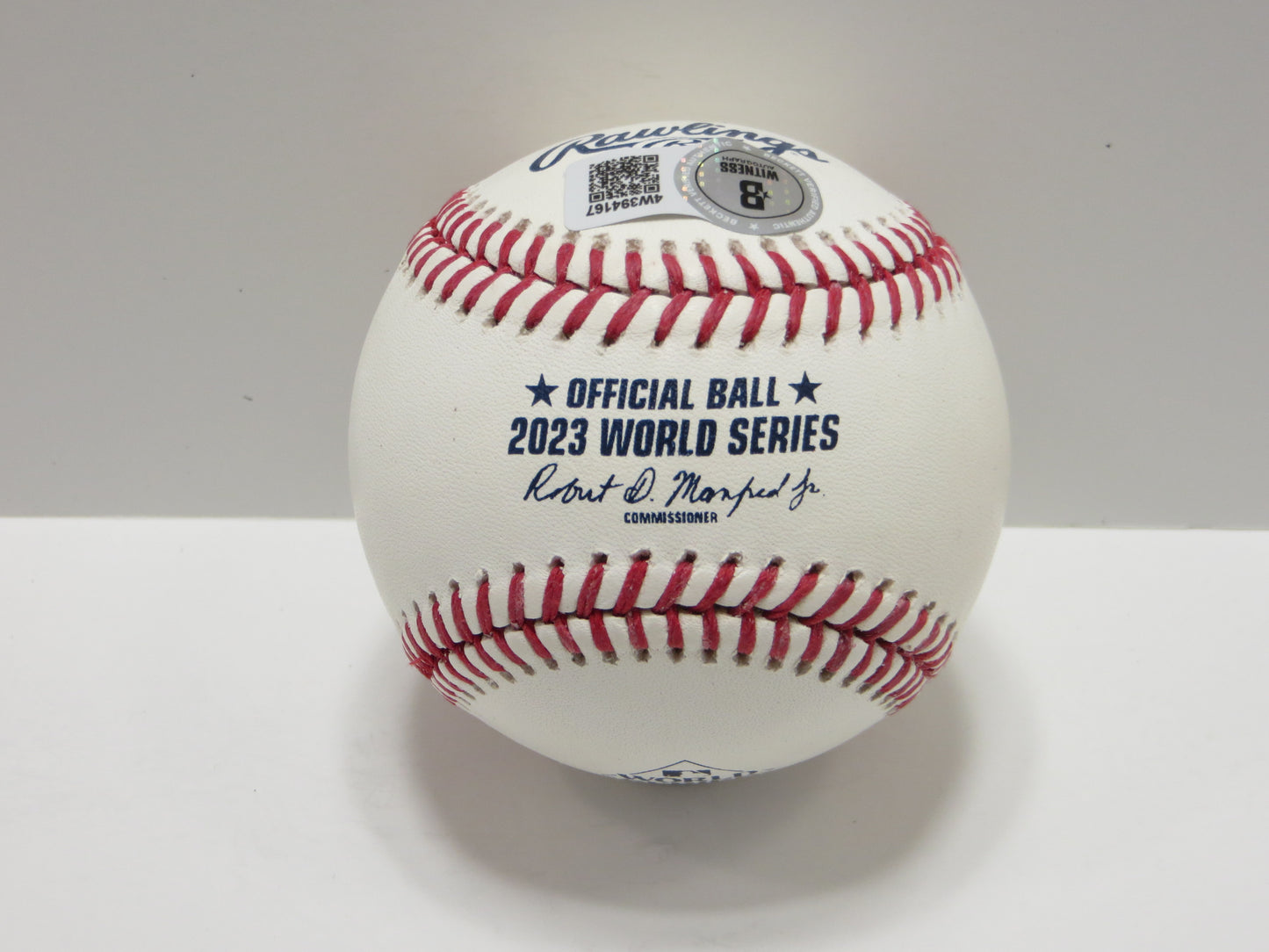 EVAN CARTER TEXAS RANGERS SIGNED 2023 World Series BASEBALL w/Champs BAS