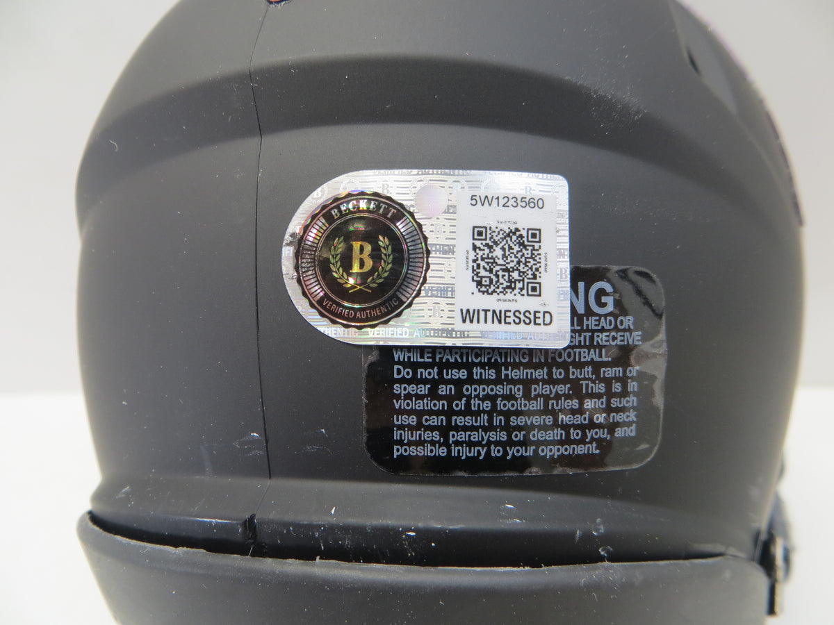 MAX DUGGAN TCU HORNED FROGS SIGNED Black MINI HELMET BAS