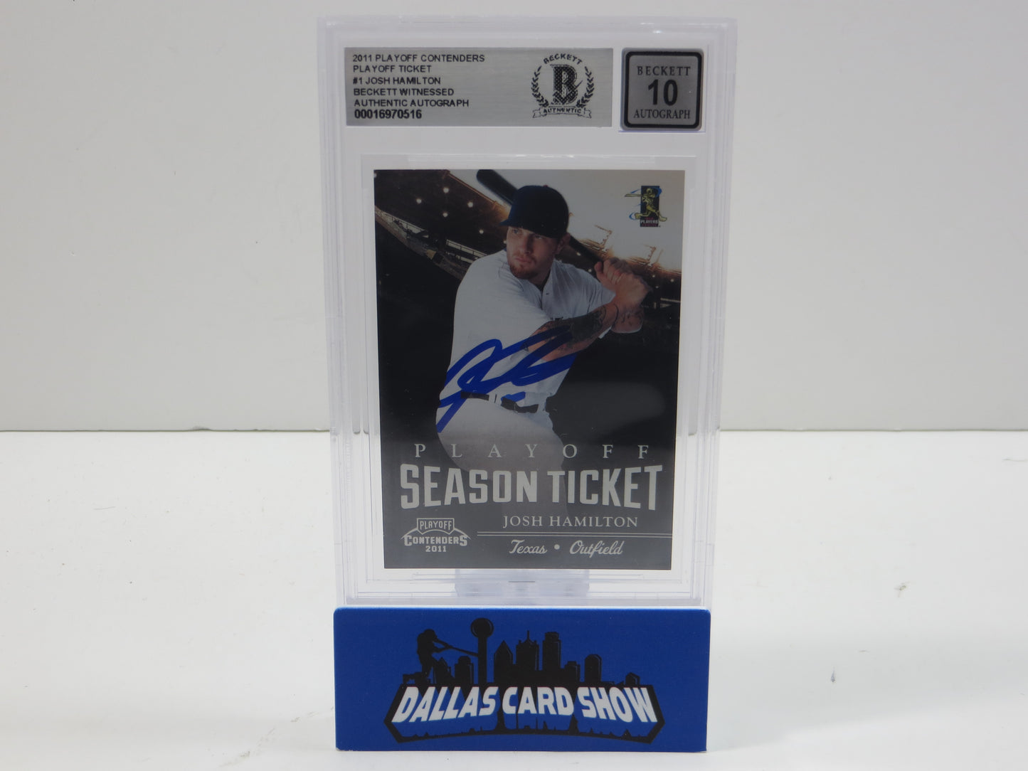 2011 PLAYOFF CONTENDERS PLAYOFF TICKET #1 JOSH HAMILTON BGS 10 AUTO
