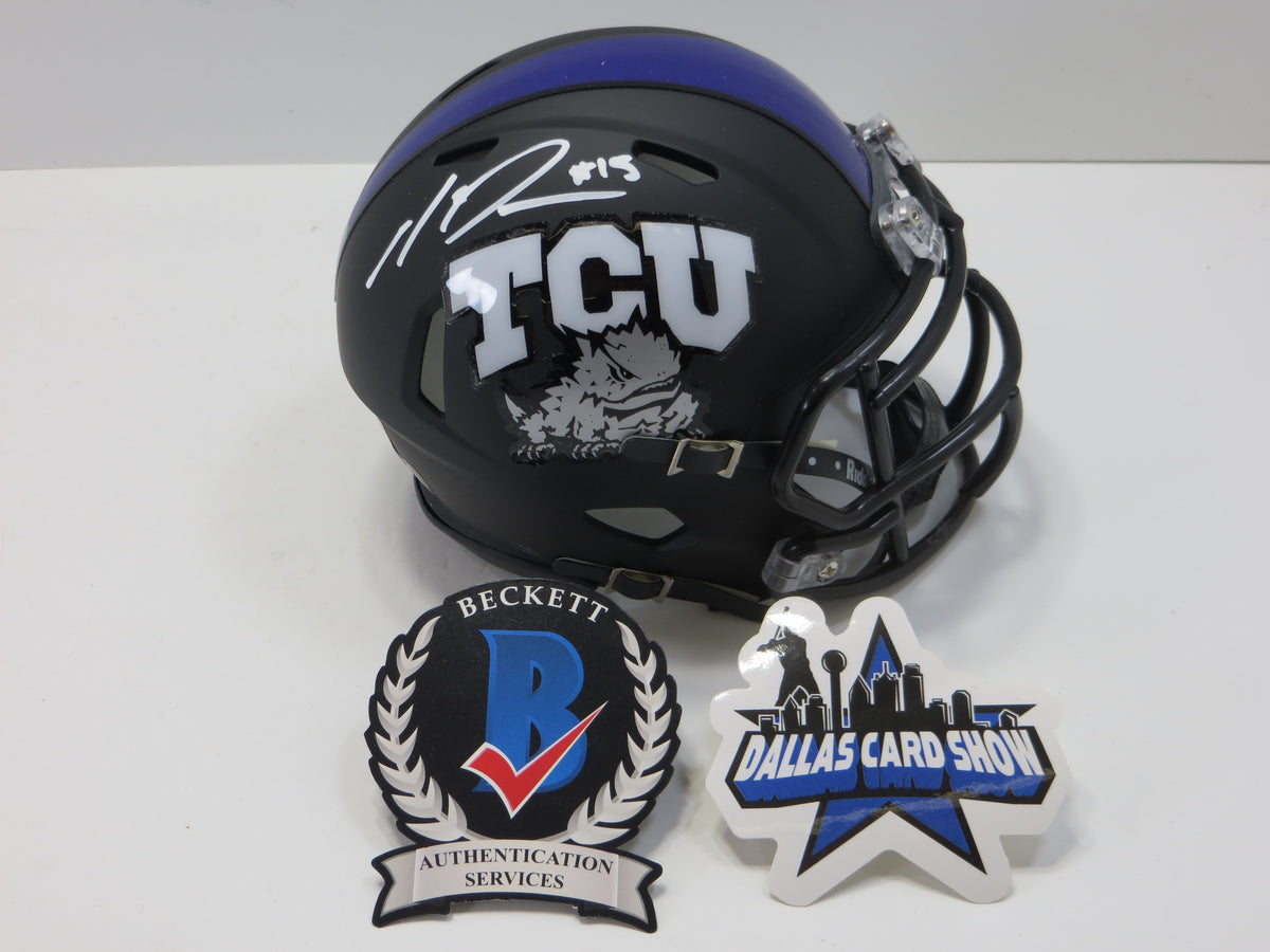MAX DUGGAN TCU HORNED FROGS SIGNED Black MINI HELMET BAS