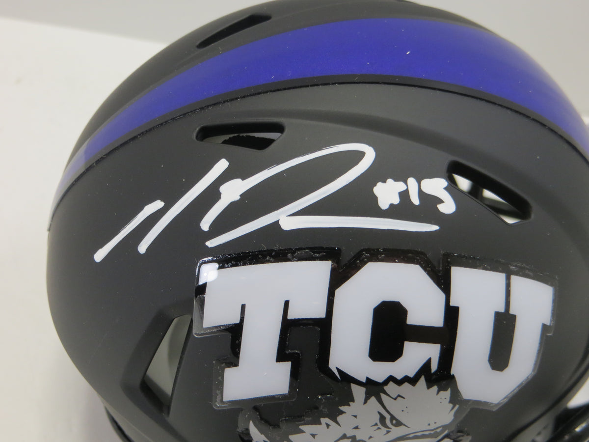 MAX DUGGAN TCU HORNED FROGS SIGNED Black MINI HELMET BAS
