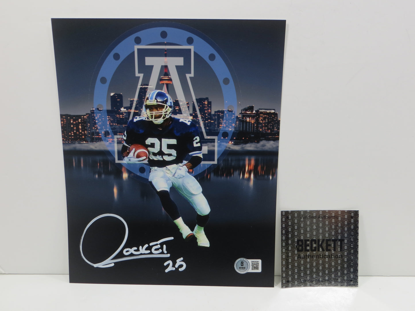 RAGHIB ROCKET ISMAIL TORONTO ARGONAUTS SIGNED 8x10 PHOTO Skyline BAS