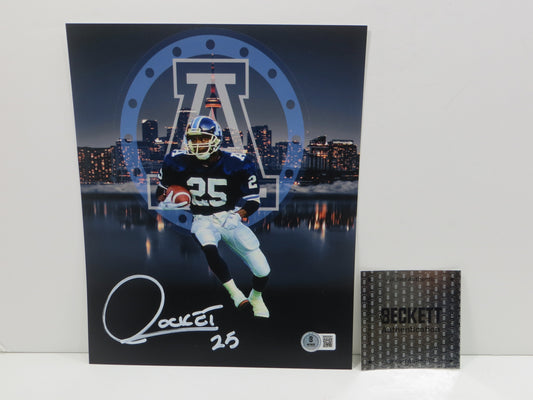 RAGHIB ROCKET ISMAIL TORONTO ARGONAUTS SIGNED 8x10 PHOTO Skyline BAS