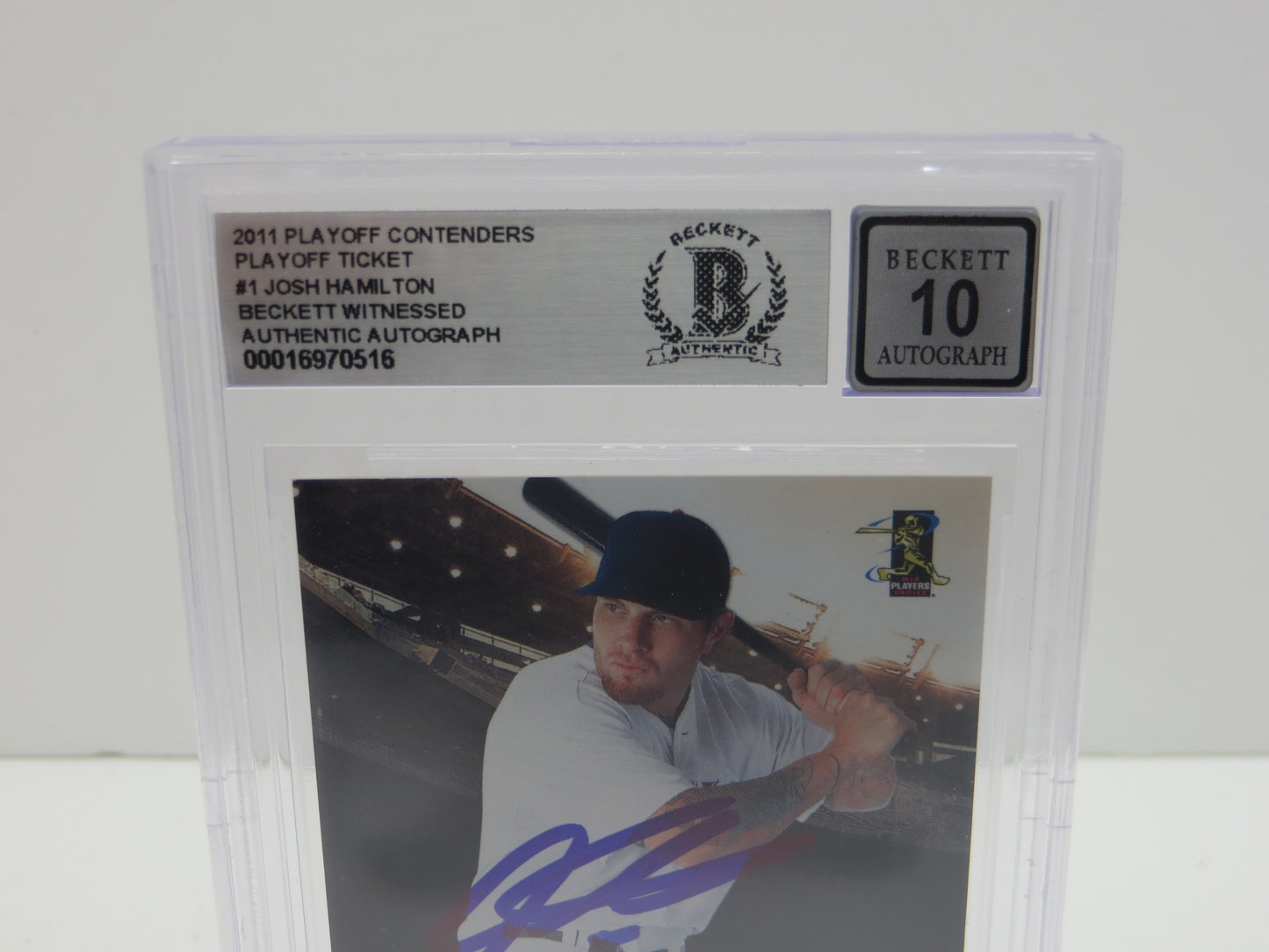 2011 PLAYOFF CONTENDERS PLAYOFF TICKET #1 JOSH HAMILTON BGS 10 AUTO