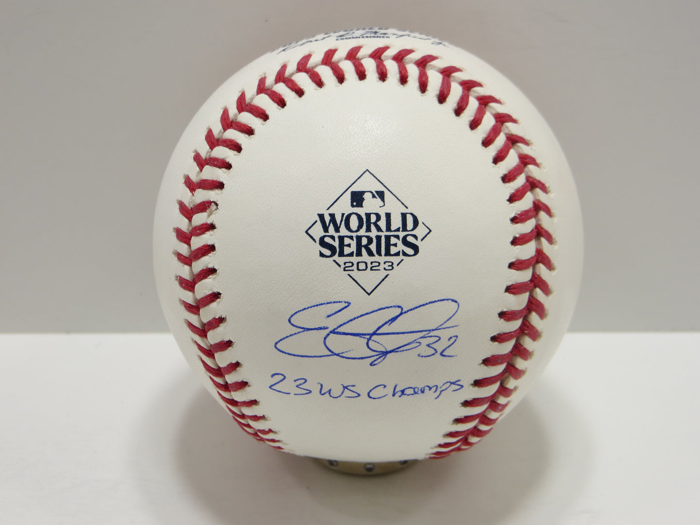 EVAN CARTER TEXAS RANGERS SIGNED 2023 World Series BASEBALL w/Champs BAS