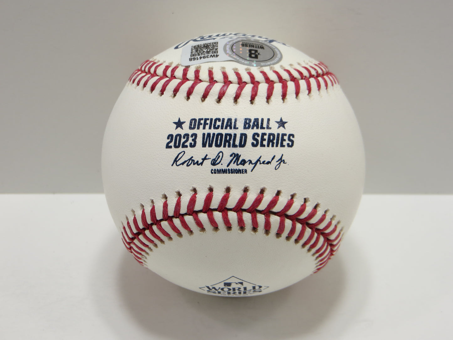EVAN CARTER TEXAS RANGERS SIGNED 2023 World Series BASEBALL w/Champs BAS