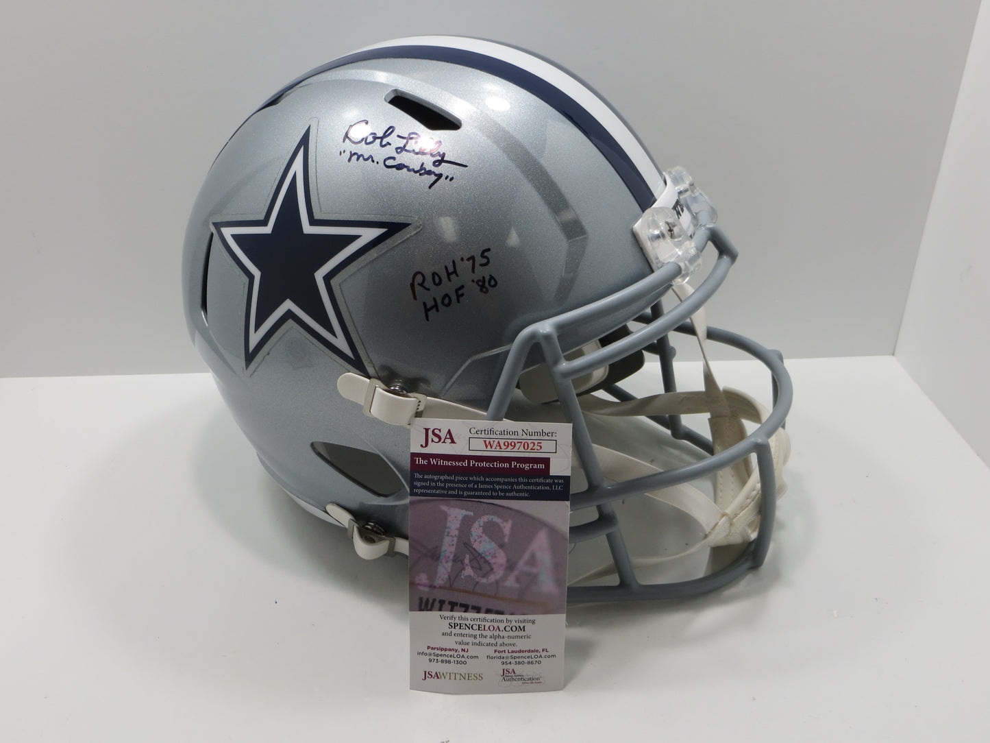 BOB LILLY SIGNED DALLAS COWBOYS RIDDELL FULL SIZE HELMET w/3 INSCs JSA COA