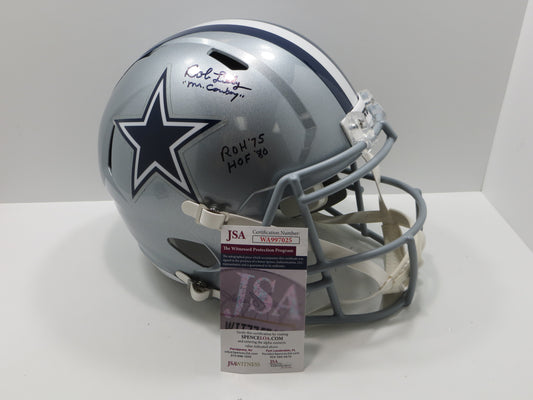 BOB LILLY SIGNED DALLAS COWBOYS RIDDELL FULL SIZE HELMET w/3 INSCs JSA COA