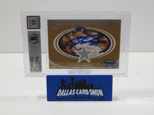 2008 TOPPS UPDATE ALL-STAR STITCHES GOLD #JH JOSH HAMILTON BGS 10 AUTO