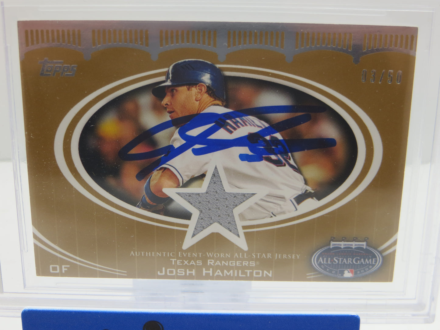 2008 TOPPS UPDATE ALL-STAR STITCHES GOLD #JH JOSH HAMILTON BGS 10 AUTO