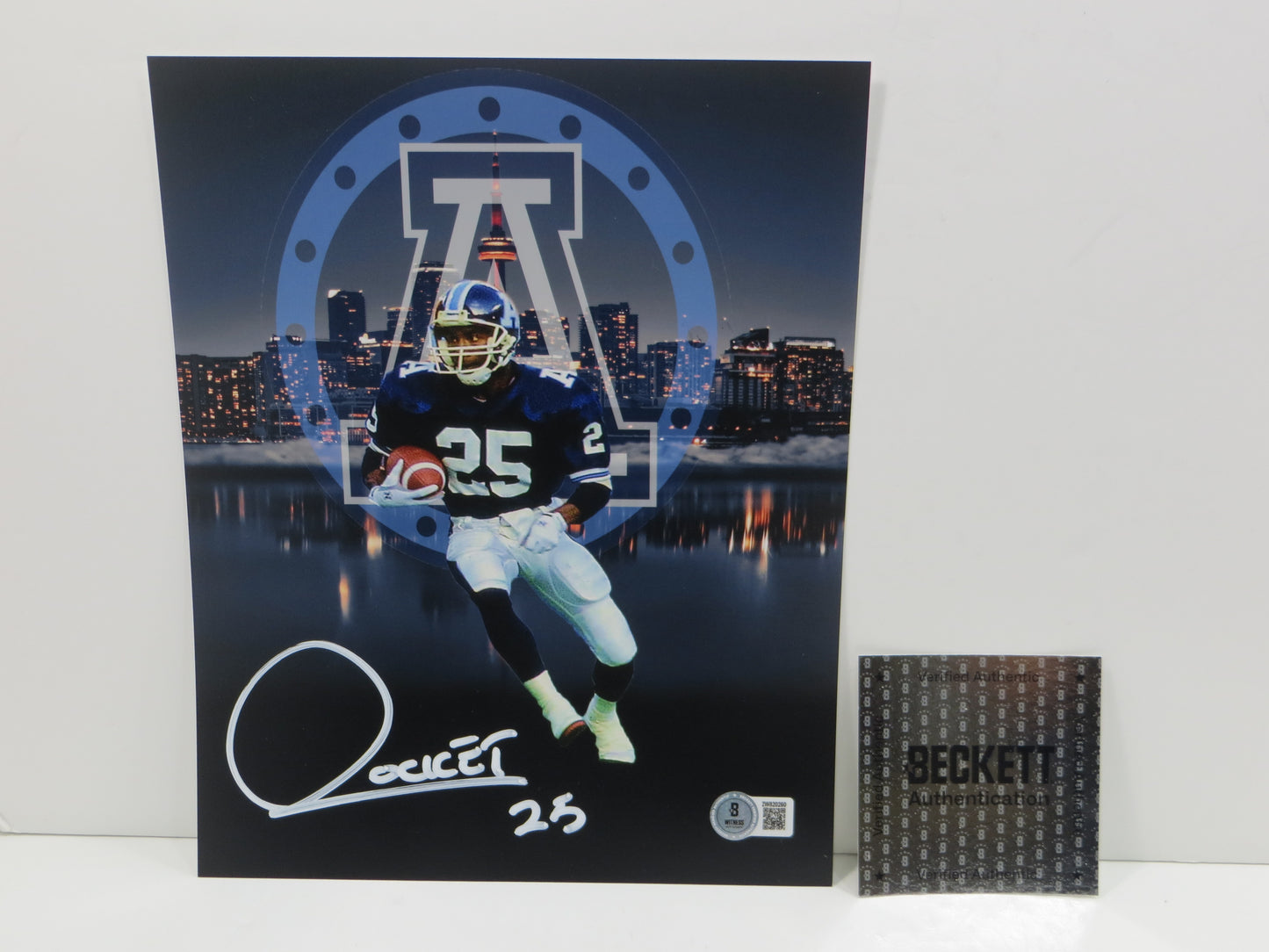 RAGHIB ROCKET ISMAIL TORONTO ARGONAUTS SIGNED 8x10 PHOTO Skyline BAS