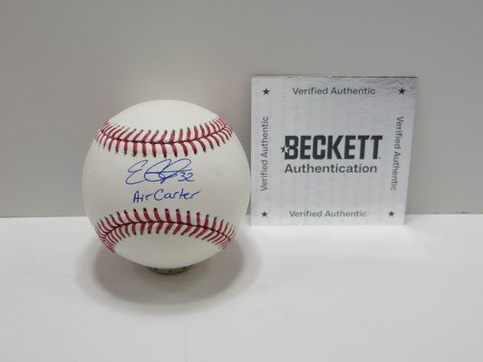 EVAN CARTER TEXAS RANGERS SIGNED Rawlings OML Baseball w/Air Carter BAS