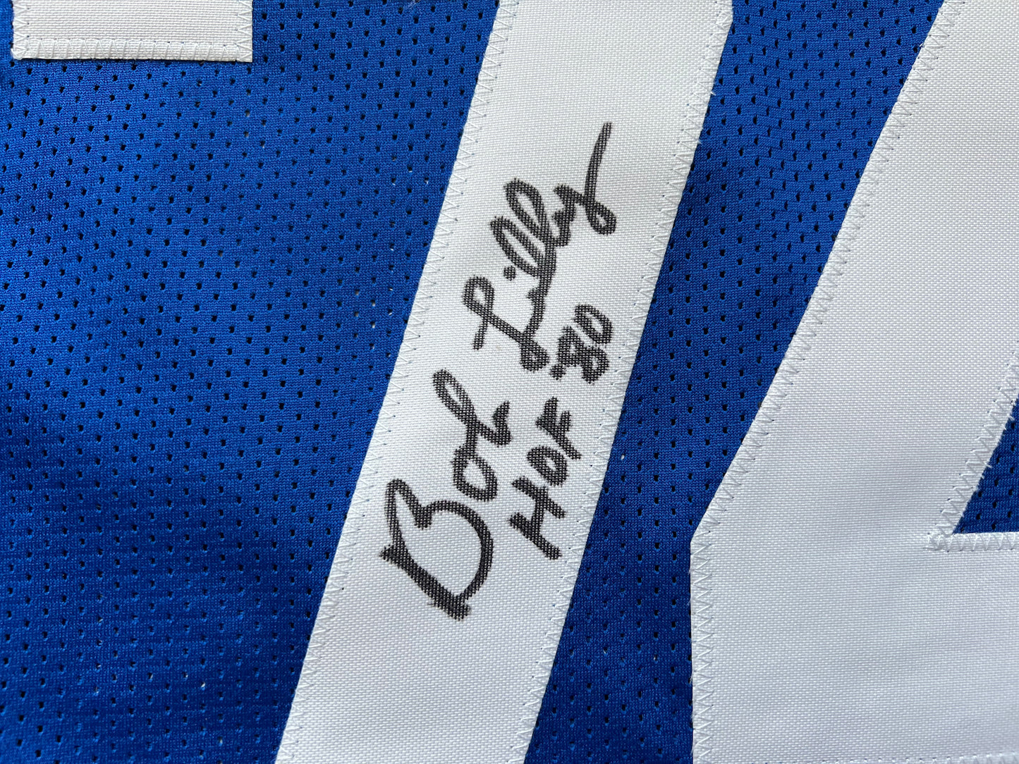BOB LILLY SIGNED BLUE JERSEY Size XL Dallas Cowboys w/HOF 80 BAS COA