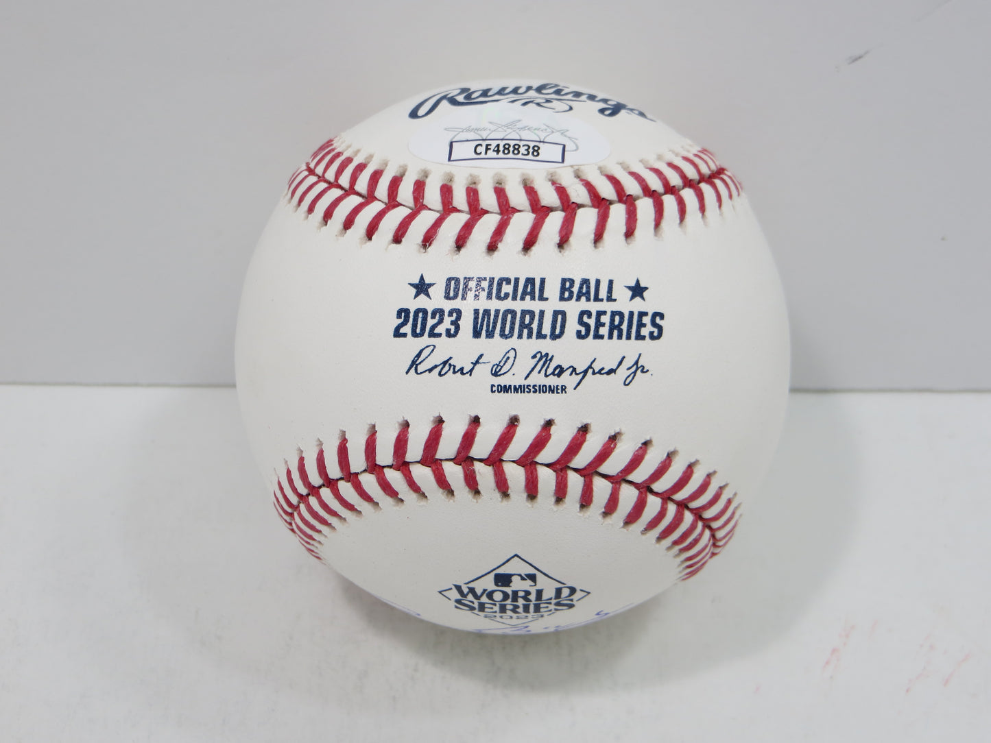 BRUCE BOCHY SIGNED Rawlings 2023 World Series BASEBALL w/INSC Texas Rangers JSA