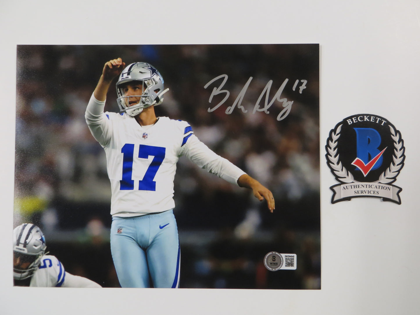 BRANDON AUBREY DALLAS COWBOYS SIGNED 8x10 PHOTO Notre Dame Fighting Irish BAS