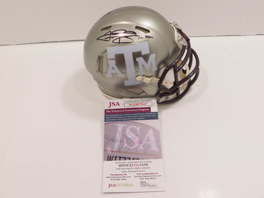 JOHNNY MANZIEL SIGNED TEXAS A&M AGGIES FLASH MINI HELMET w/Heisman JSA COA