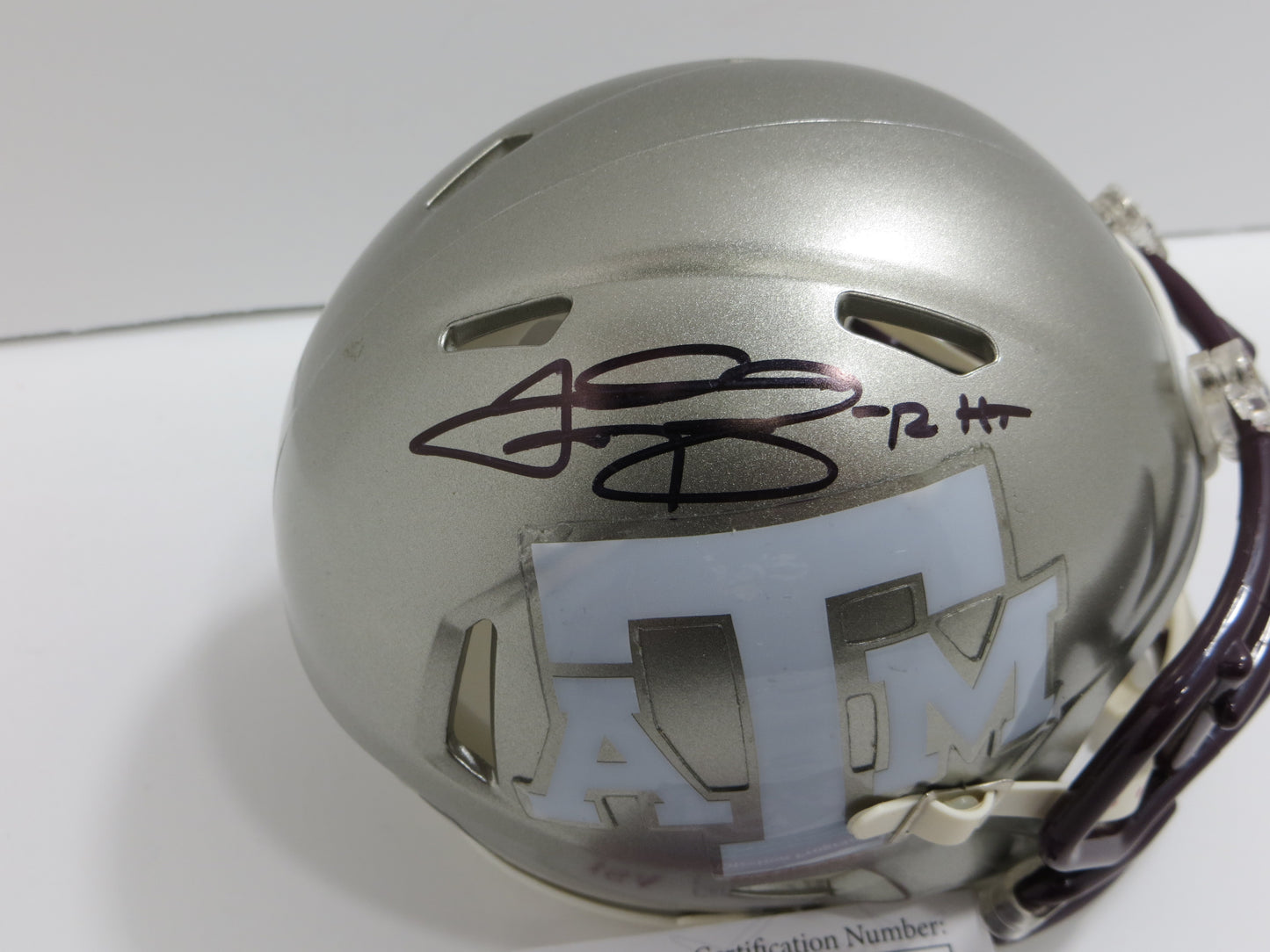 JOHNNY MANZIEL SIGNED TEXAS A&M AGGIES FLASH MINI HELMET w/Heisman JSA COA
