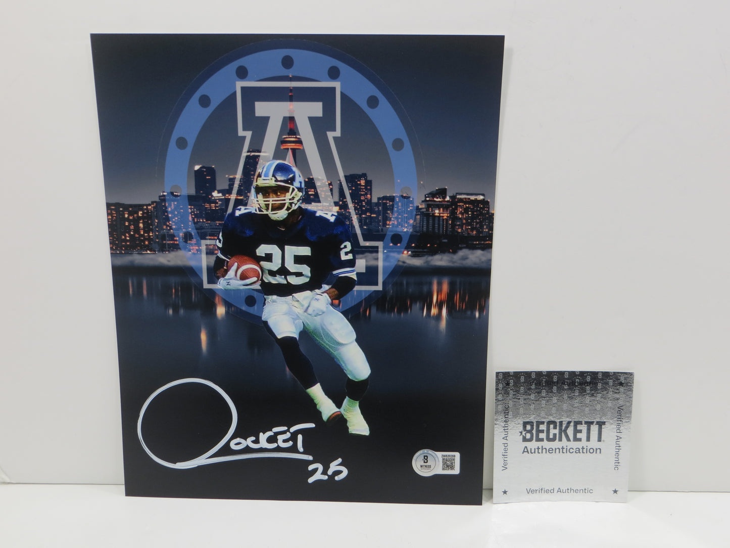 RAGHIB ROCKET ISMAIL TORONTO ARGONAUTS SIGNED 8x10 PHOTO Skyline BAS