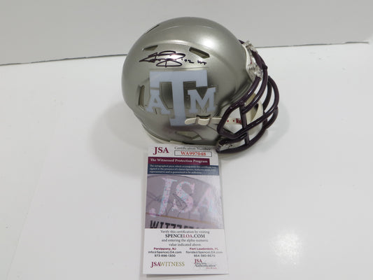 JOHNNY MANZIEL SIGNED TEXAS A&M AGGIES FLASH MINI HELMET w/Heisman JSA COA
