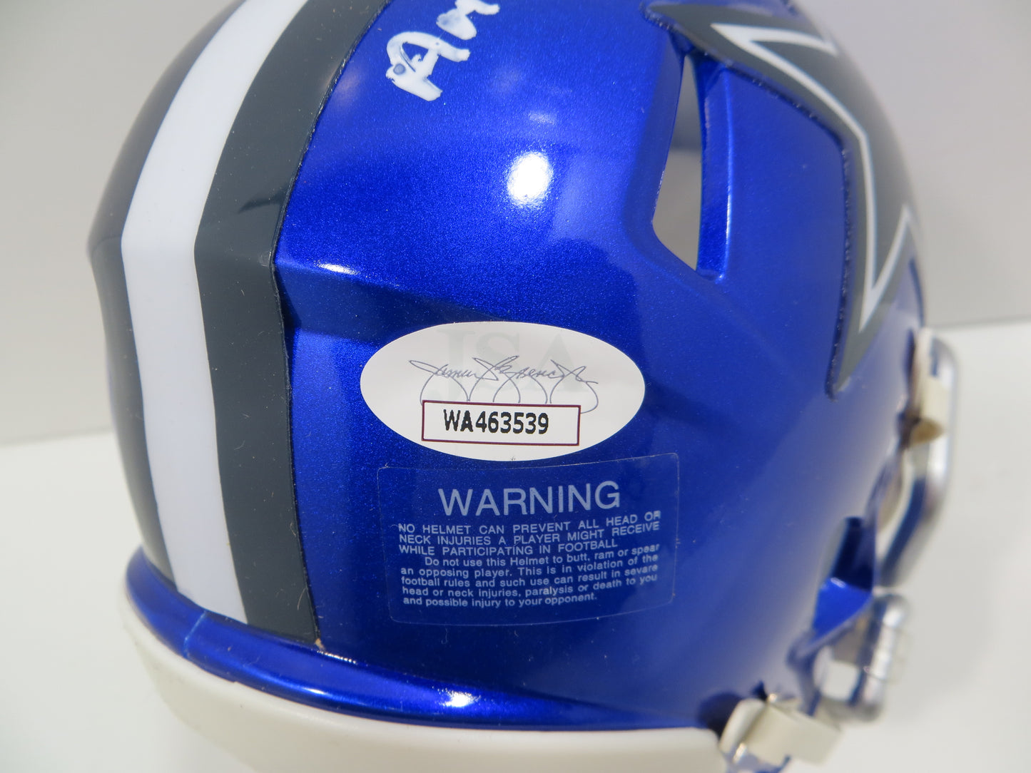 BOB LILLY SIGNED DALLAS COWBOYS MINI FLASH HELMET w/2 INSCs JSA COA