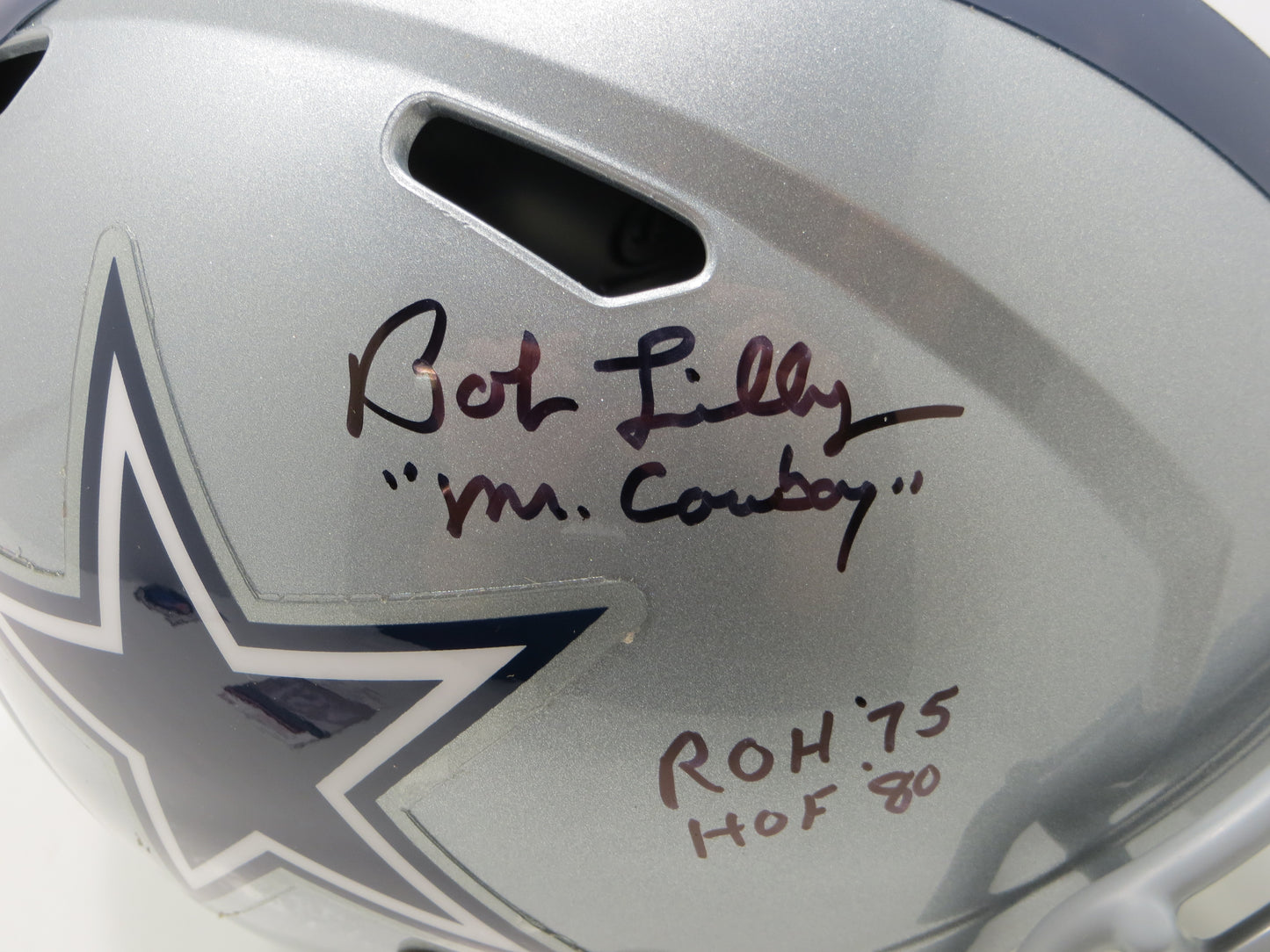 BOB LILLY SIGNED DALLAS COWBOYS RIDDELL FULL SIZE HELMET w/3 INSCs JSA COA