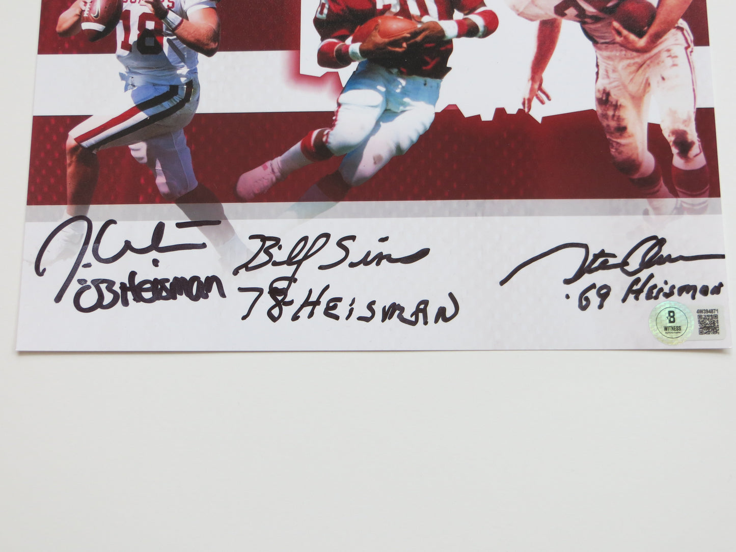 OKLAHOMA SOONERS HEISMAN BILLY SIMS STEVE OWENS JASON WHITE SIGNED 8x10 BAS