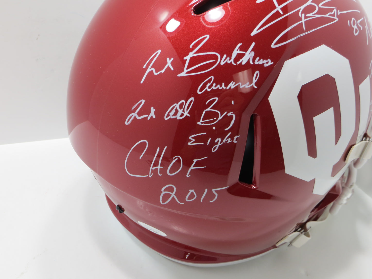 BRIAN BOSWORTH OU OKLAHOMA SOONERS SIGNED Full Size Helmet w/MultiINSCs JSA