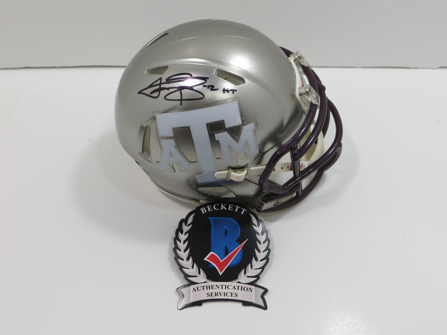 JOHNNY MANZIEL SIGNED TEXAS A&M AGGIES FLASH MINI HELMET w/Heisman BAS COA