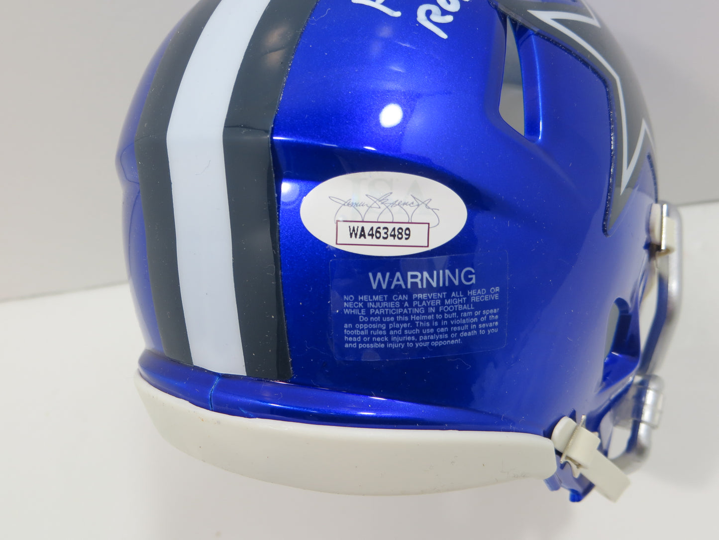 BOB LILLY SIGNED DALLAS COWBOYS MINI FLASH HELMET w/3 INSCs JSA COA