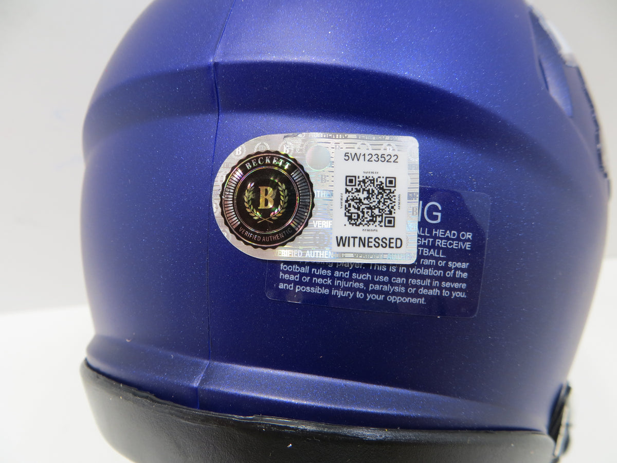 MAX DUGGAN TCU HORNED FROGS SIGNED Purple MINI HELMET BAS