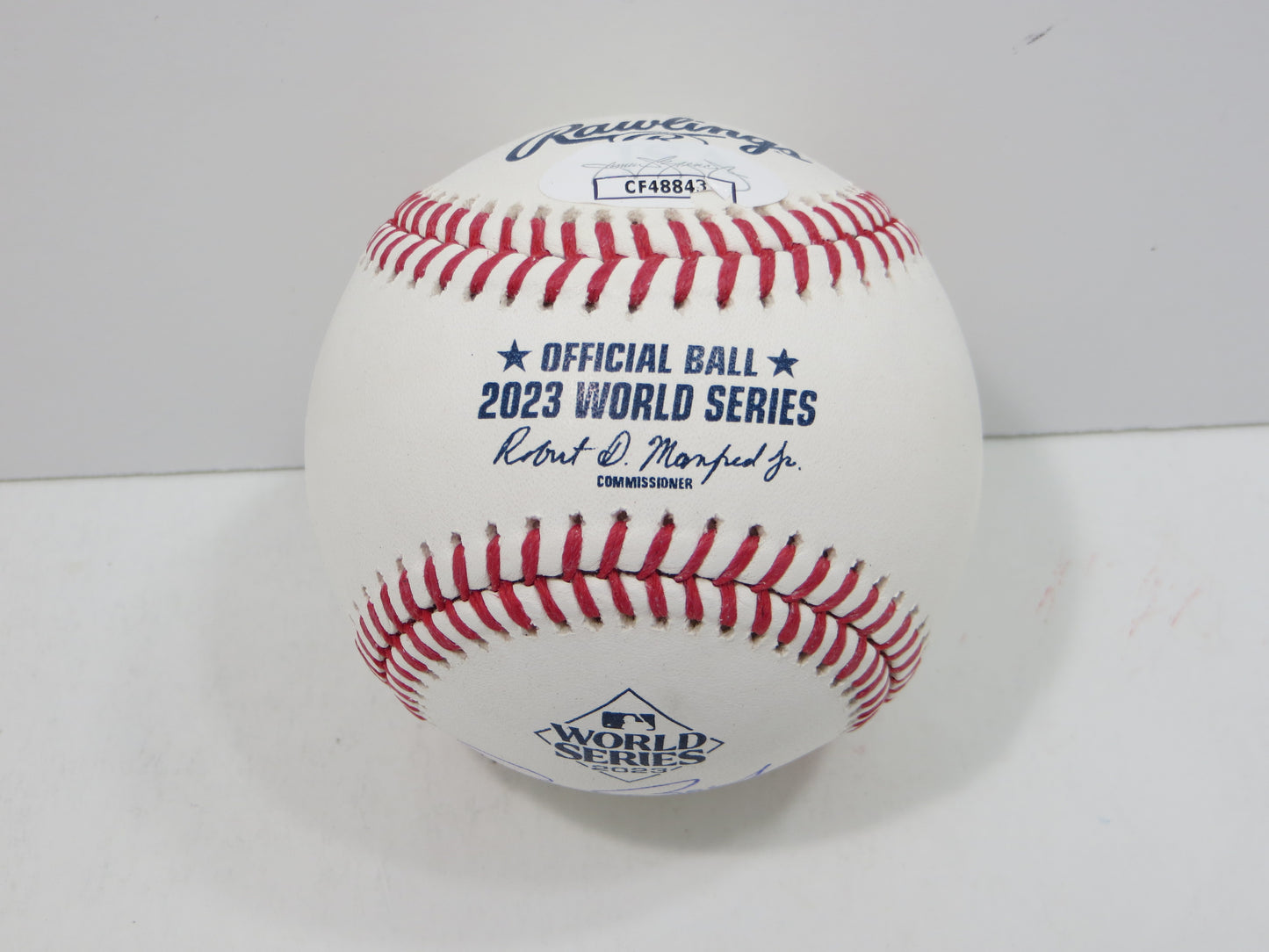 BRUCE BOCHY SIGNED Rawlings 2023 World Series BASEBALL w/INSC Texas Rangers JSA
