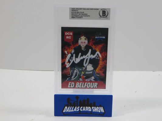 ED BELFOUR DALLAS STARS SIGNED 2025 Jan Dallas Card Show #12 BGS BAS SLAB