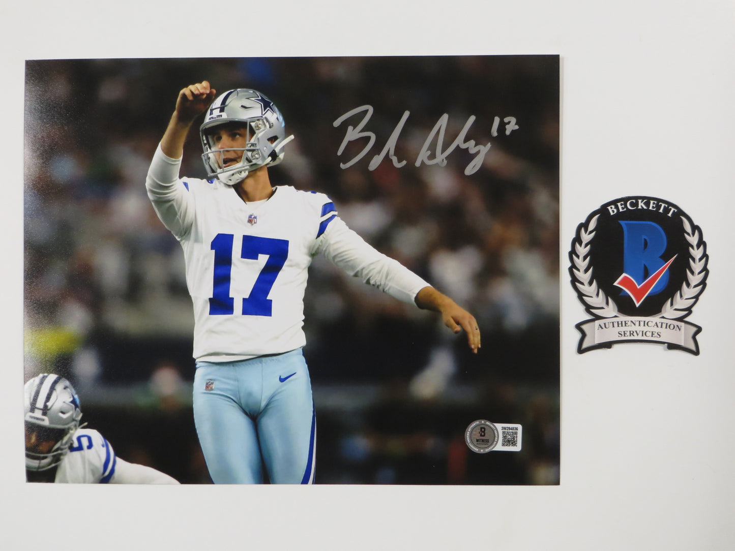 BRANDON AUBREY DALLAS COWBOYS SIGNED 8x10 PHOTO Notre Dame Fighting Irish BAS