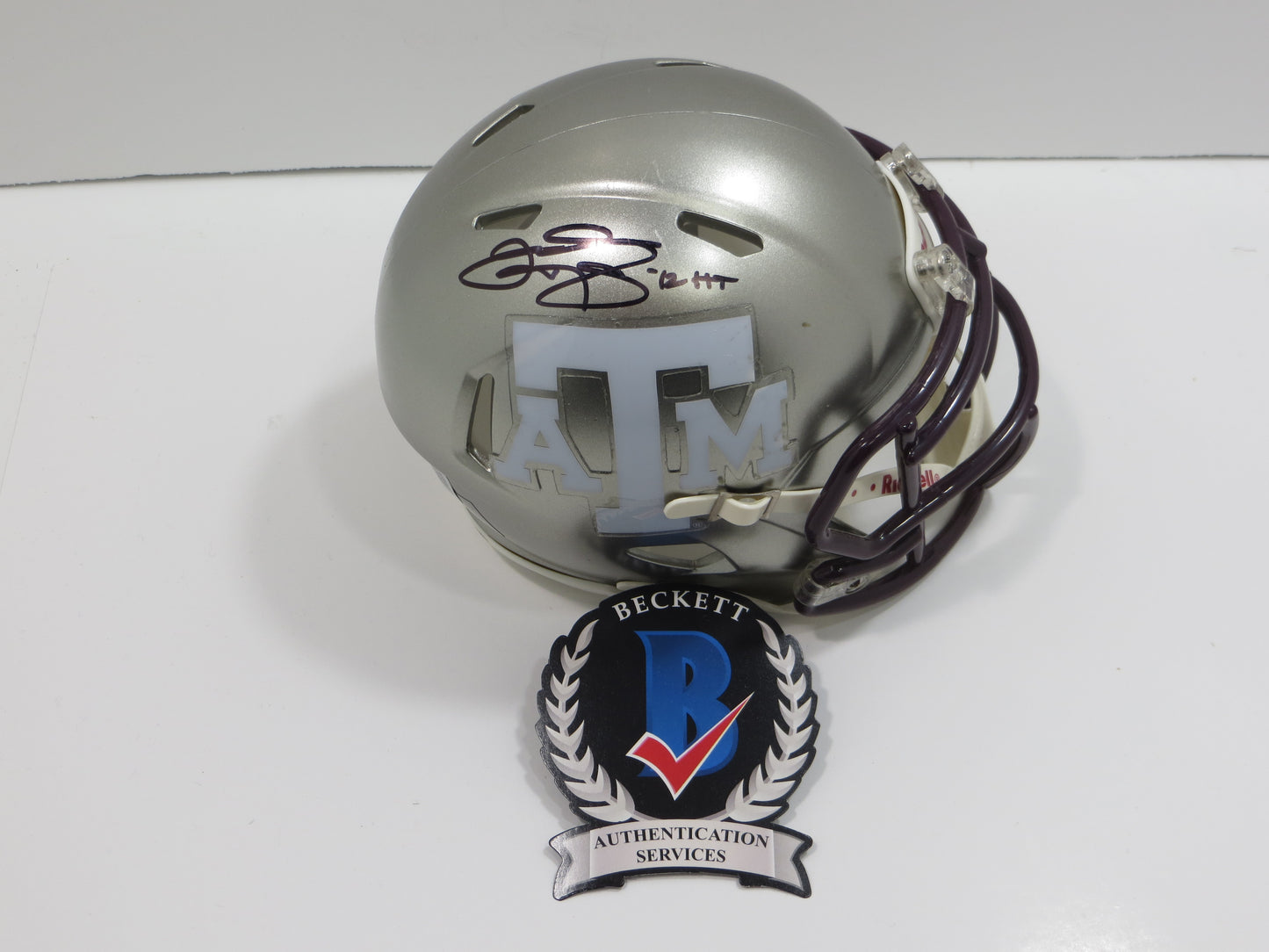 JOHNNY MANZIEL SIGNED TEXAS A&M AGGIES FLASH MINI HELMET w/Heisman BAS COA