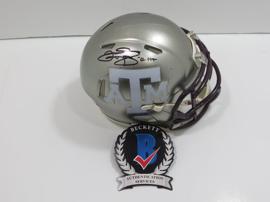 JOHNNY MANZIEL SIGNED TEXAS A&M AGGIES FLASH MINI HELMET w/Heisman BAS COA