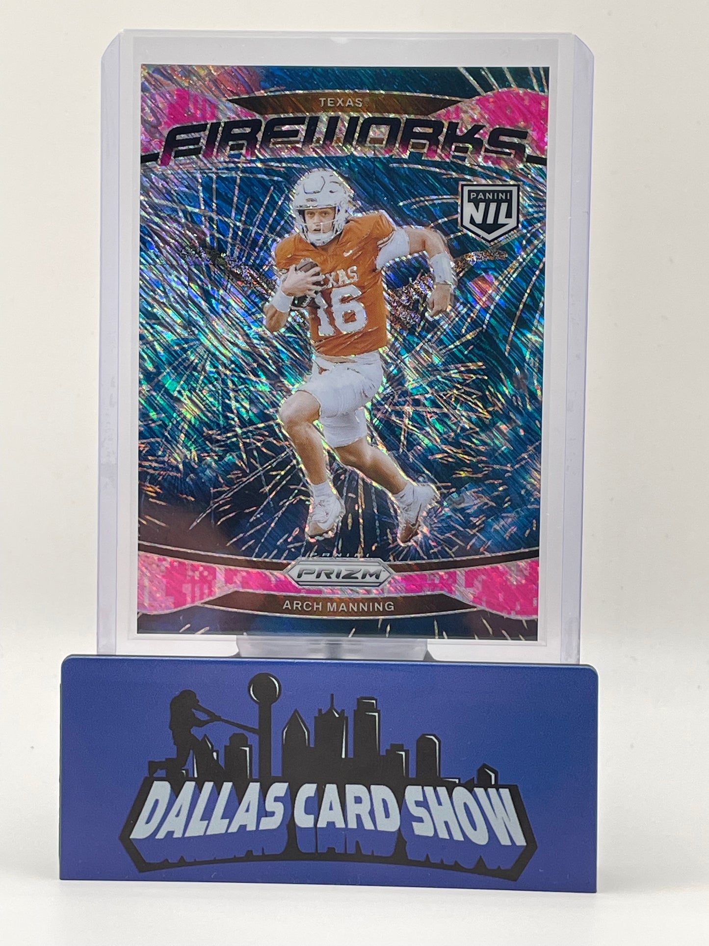 2025 Panini Prizm NIL #F-AM Arch Manning Pink Camo Fireworks