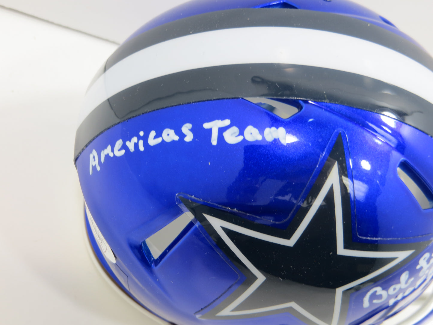 BOB LILLY SIGNED DALLAS COWBOYS MINI FLASH HELMET w/2 INSCs JSA COA