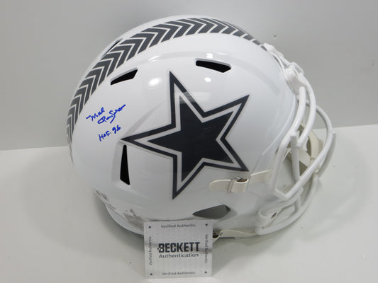 MEL RENFRO DALLAS COWBOYS SIGNED SALUTE TO SERVICE SPEED F/S Helmet w/HOF BAS
