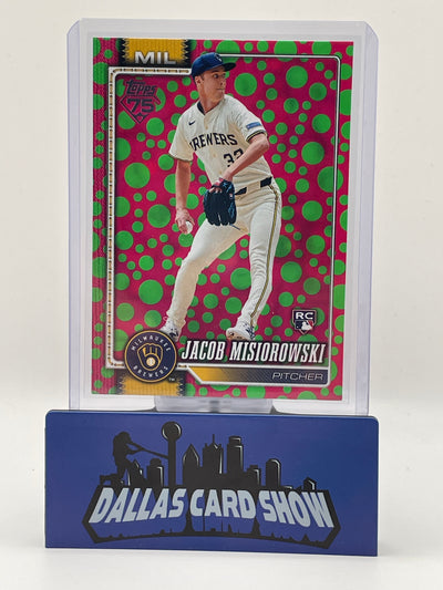 2026 Topps Series 1 - Jacob Misiorowski #10 Green & Pink Polka Dots (RC) Brewers