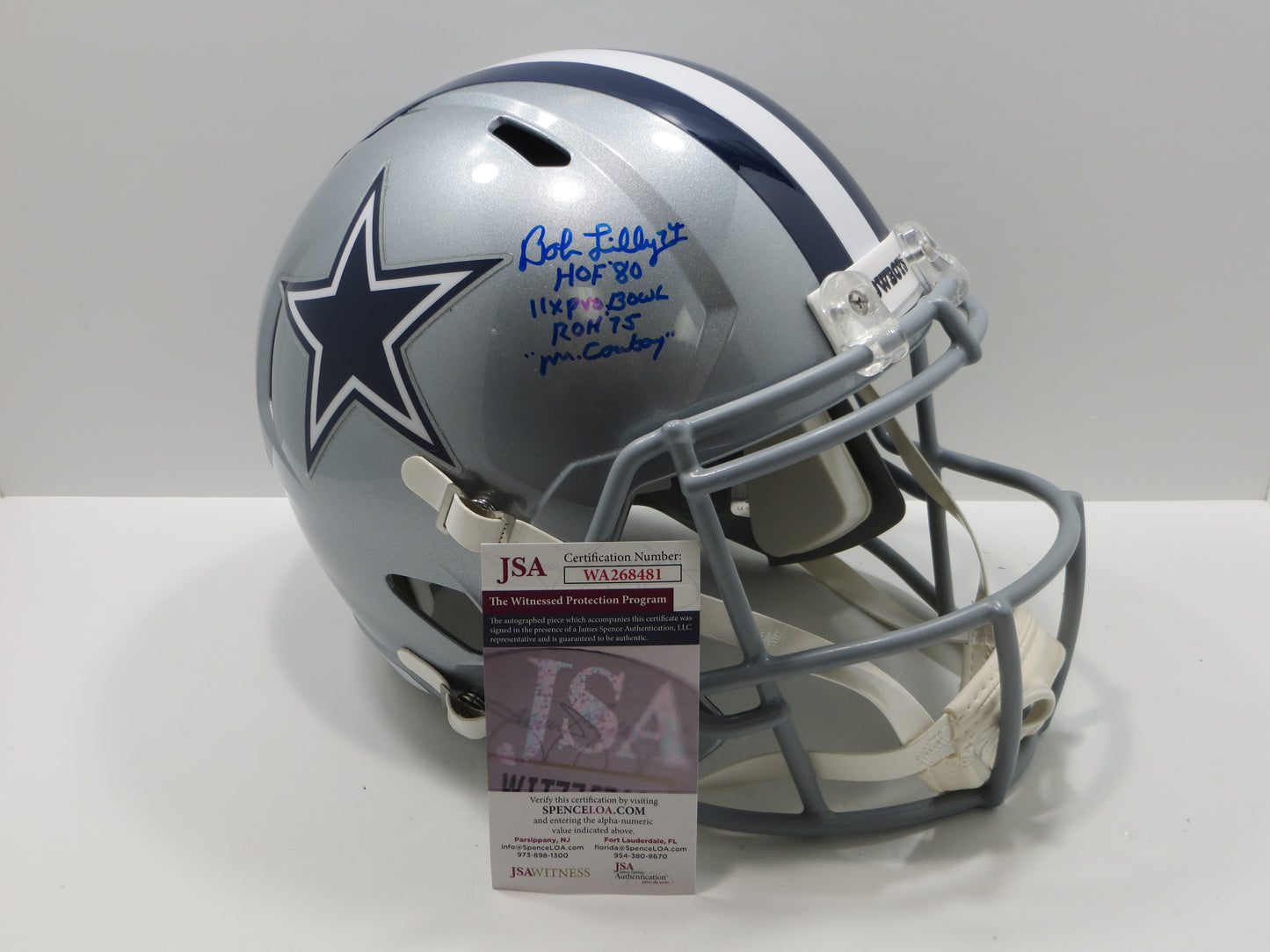 BOB LILLY SIGNED DALLAS COWBOYS RIDDELL FULL SIZE HELMET w/4 INSCs 11ProBowl JSA