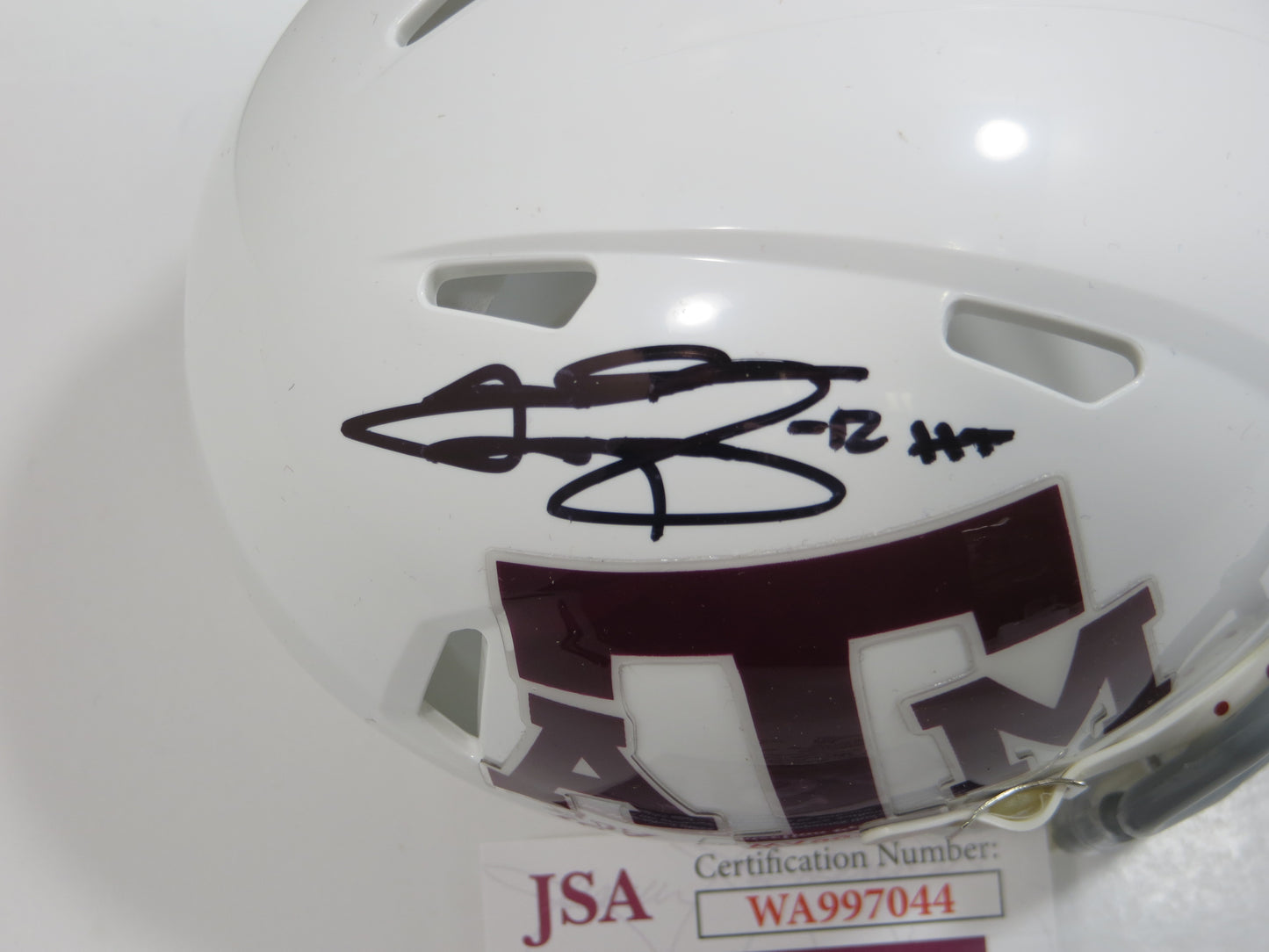 JOHNNY MANZIEL SIGNED TEXAS A&M AGGIES WHITE MINI HELMET w/Heisman JSA COA