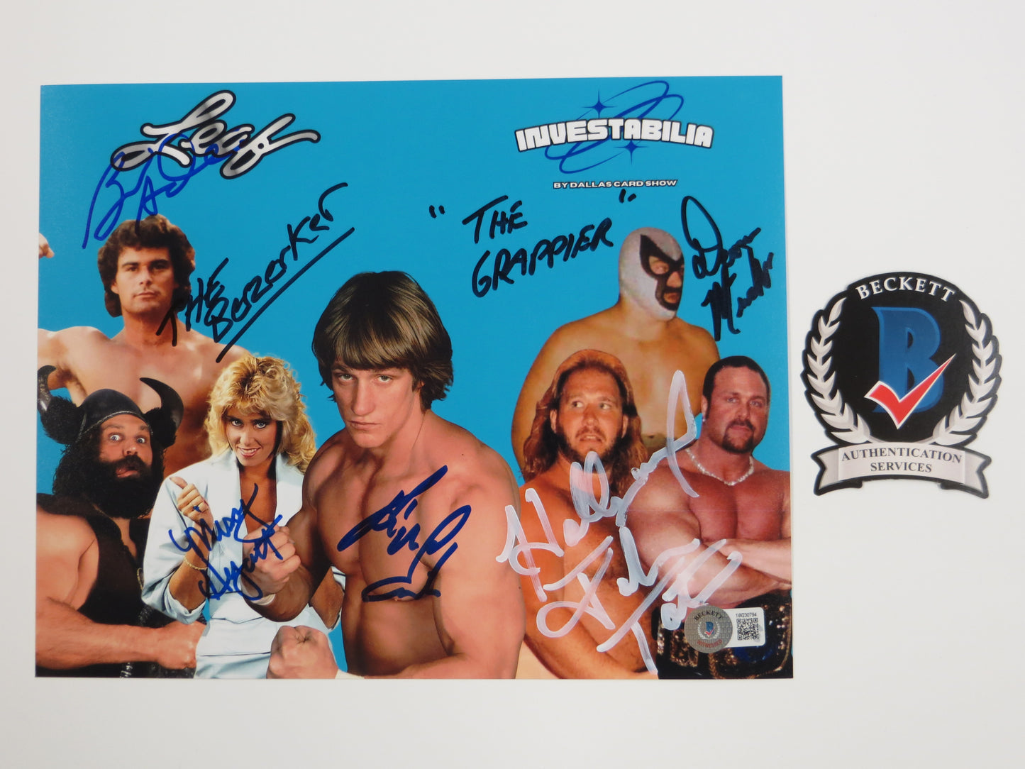 INVESTABILIA by the DALLAS CARD SHOW SIGNED 8x10 Blue PHOTO Von Erich +MORE BAS