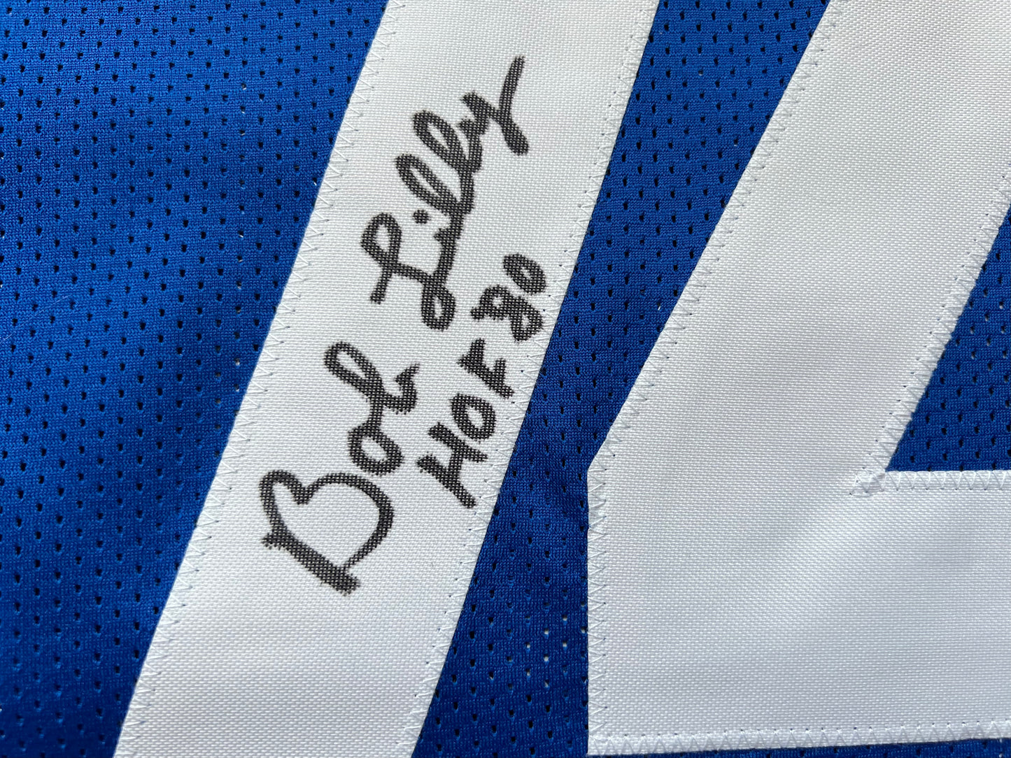 BOB LILLY SIGNED BLUE JERSEY Size XL Dallas Cowboys w/HOF 80 BAS COA