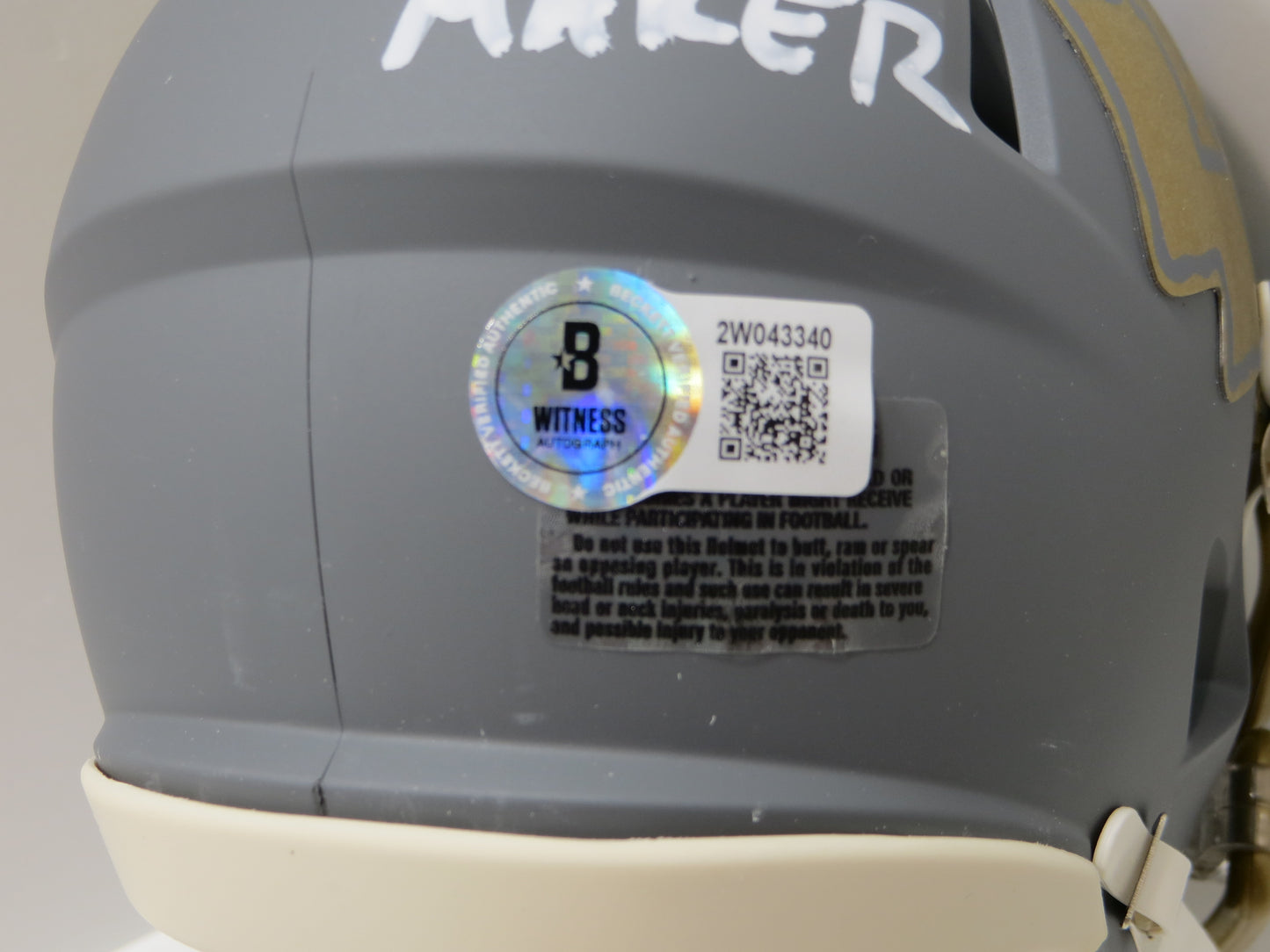 PAT PATRICK MAHOMES SR. KANSAS CITY CHIEFS SIGNED SLATE HELMET w/THE OG BAS