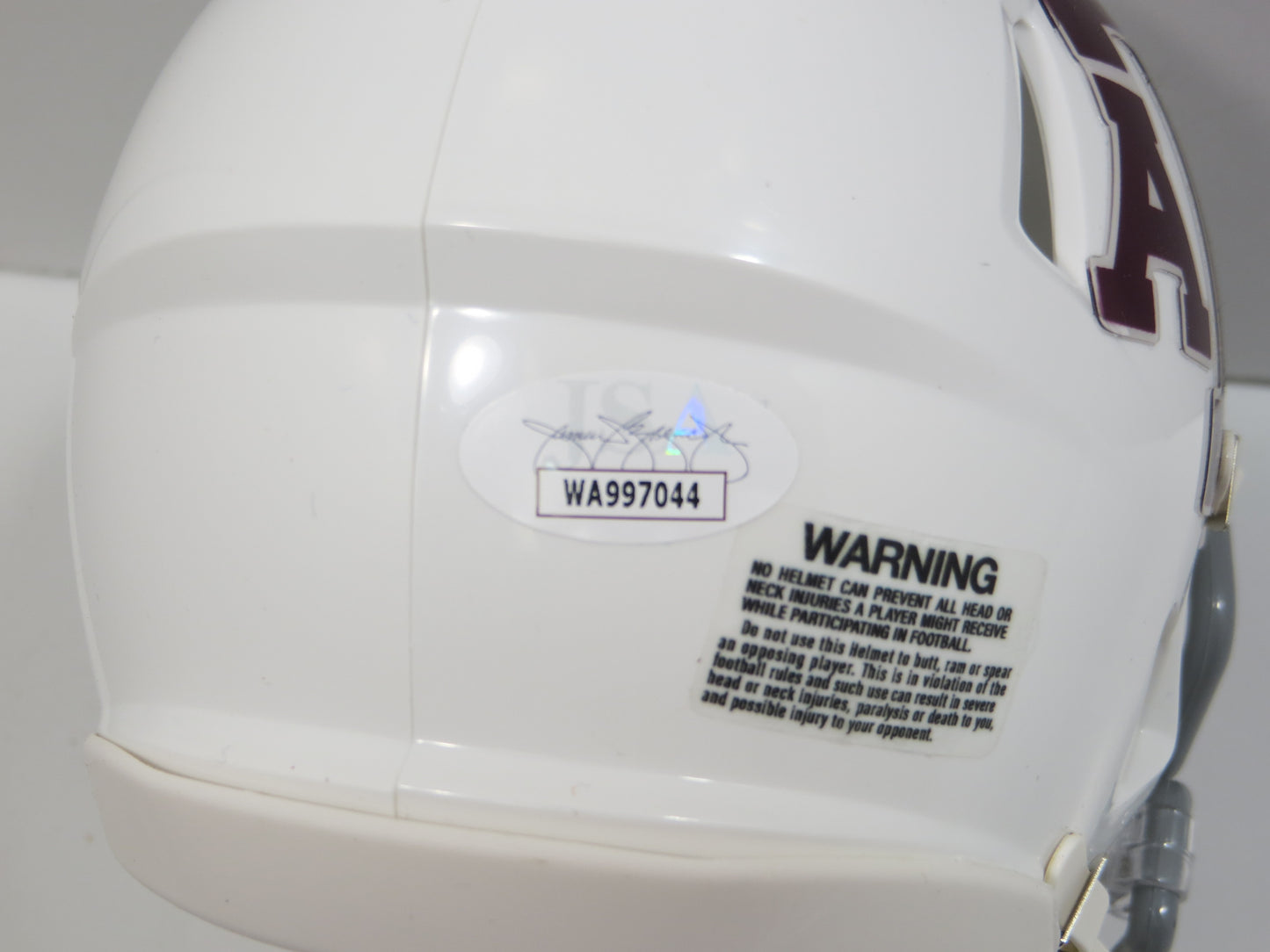 JOHNNY MANZIEL SIGNED TEXAS A&M AGGIES WHITE MINI HELMET w/Heisman JSA COA