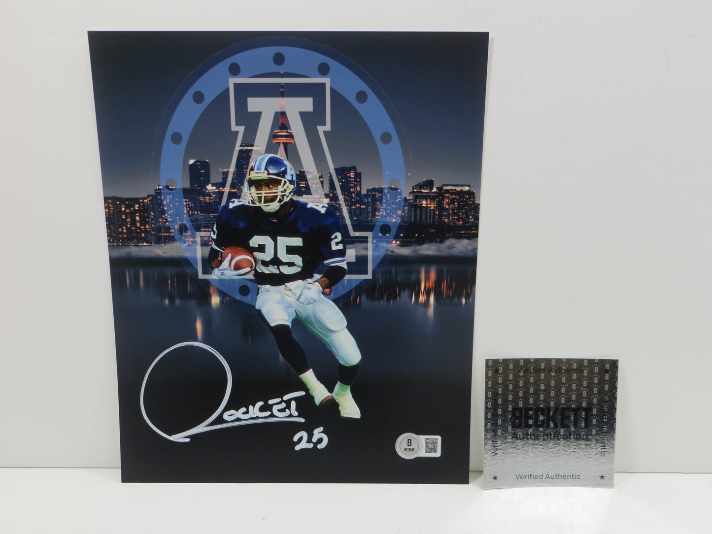 RAGHIB ROCKET ISMAIL TORONTO ARGONAUTS SIGNED 8x10 PHOTO Skyline BAS