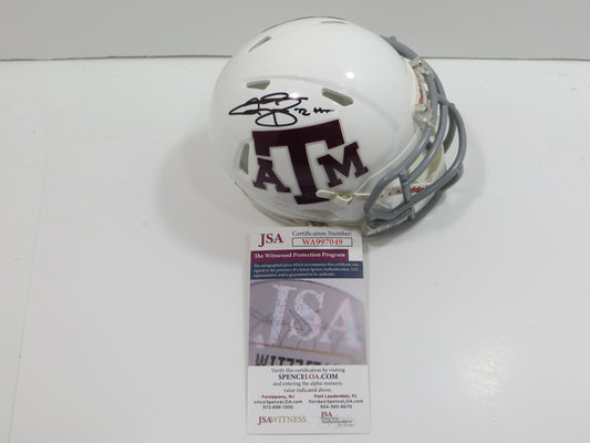JOHNNY MANZIEL SIGNED TEXAS A&M AGGIES WHITE MINI HELMET w/Heisman JSA COA